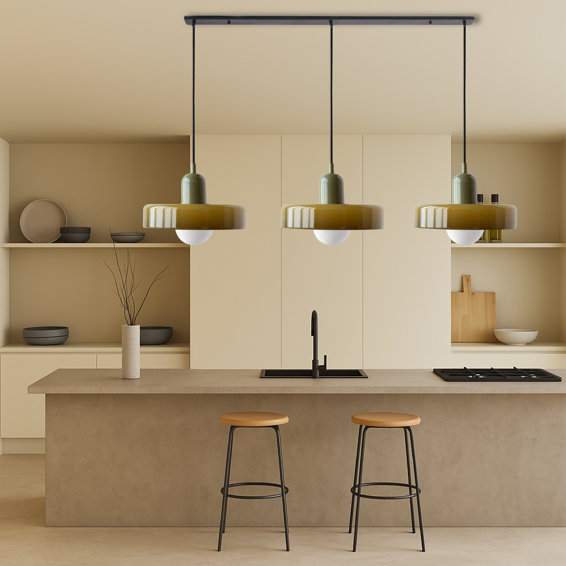 Bauhaus Pendant Lamp | 3-Head Colored Glass Design for Modern Pendant Lighting 6