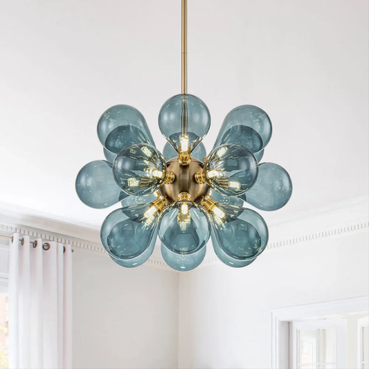 Blue Glass Chandelier | Contemporary Cluster Design for Elegance 0