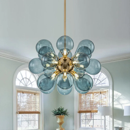 Blue Glass Chandelier | Contemporary Cluster Design for Elegance 1