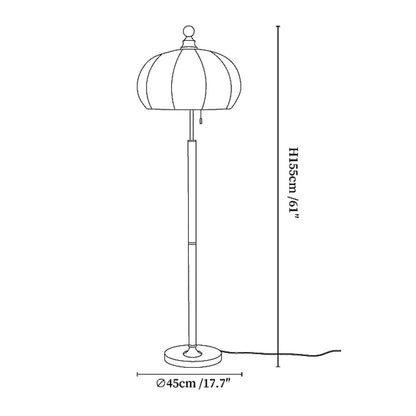 Brass Floor Lamp | Elegant Fabric Shade with Walnut Wood Accents 2