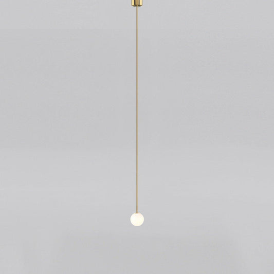 Brass Pendant Lamp | Mouth-Blown Opal Glass Shade for Modern Elegance 1