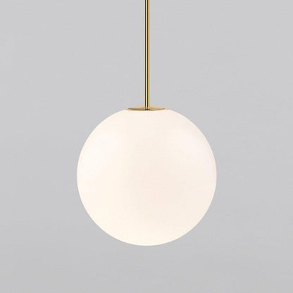 Brass Pendant Lamp | Mouth-Blown Opal Glass Shade for Modern Elegance 12