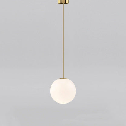 Brass Pendant Lamp | Mouth-Blown Opal Glass Shade for Modern Elegance 13