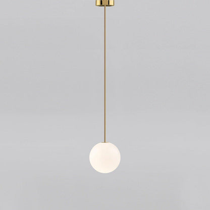 Brass Pendant Lamp | Mouth-Blown Opal Glass Shade for Modern Elegance 16