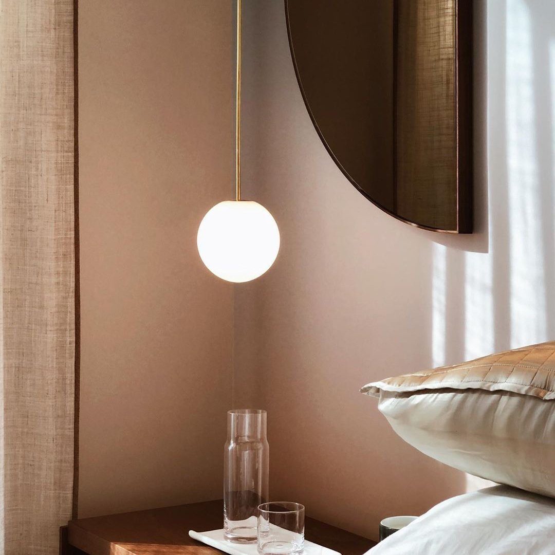 Brass Pendant Lamp | Mouth-Blown Opal Glass Shade for Modern Elegance 3