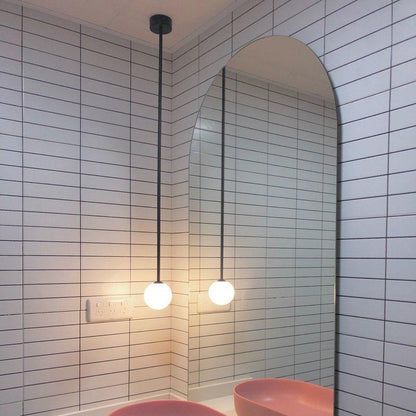 Brass Pendant Lamp | Mouth-Blown Opal Glass Shade for Modern Elegance 8