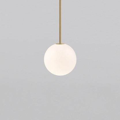 Brass Pendant Lamp | Mouth-Blown Opal Glass Shade for Modern Elegance 10