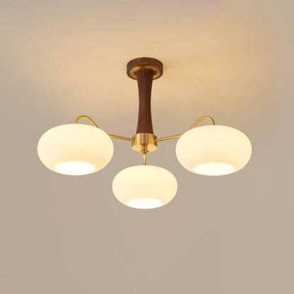Wooden Chandelier | Elegant Brass and Glass Design for Indoor Spaces 1
