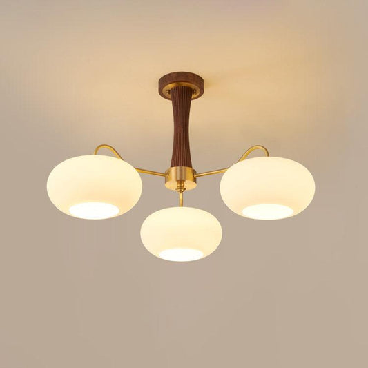 Wooden Chandelier | Elegant Brass and Glass Design for Indoor Spaces 1