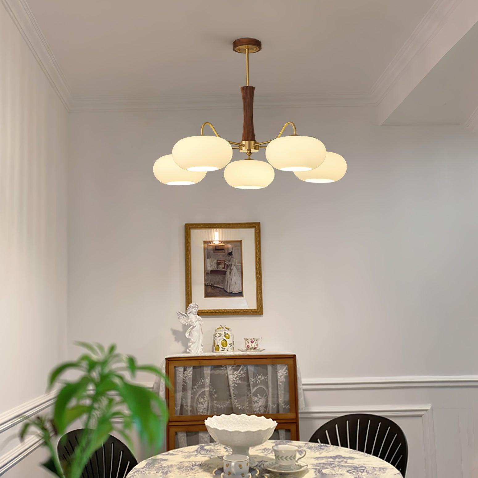 Wooden Chandelier | Elegant Brass and Glass Design for Indoor Spaces 4