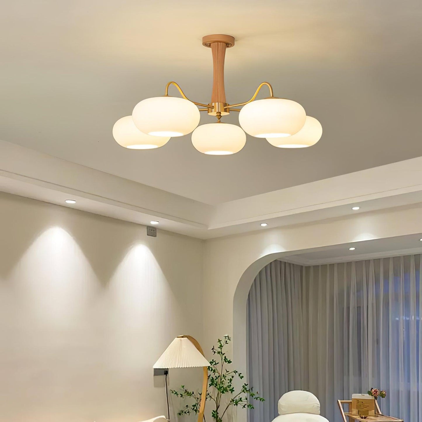 Wooden Chandelier | Elegant Brass and Glass Design for Indoor Spaces 6