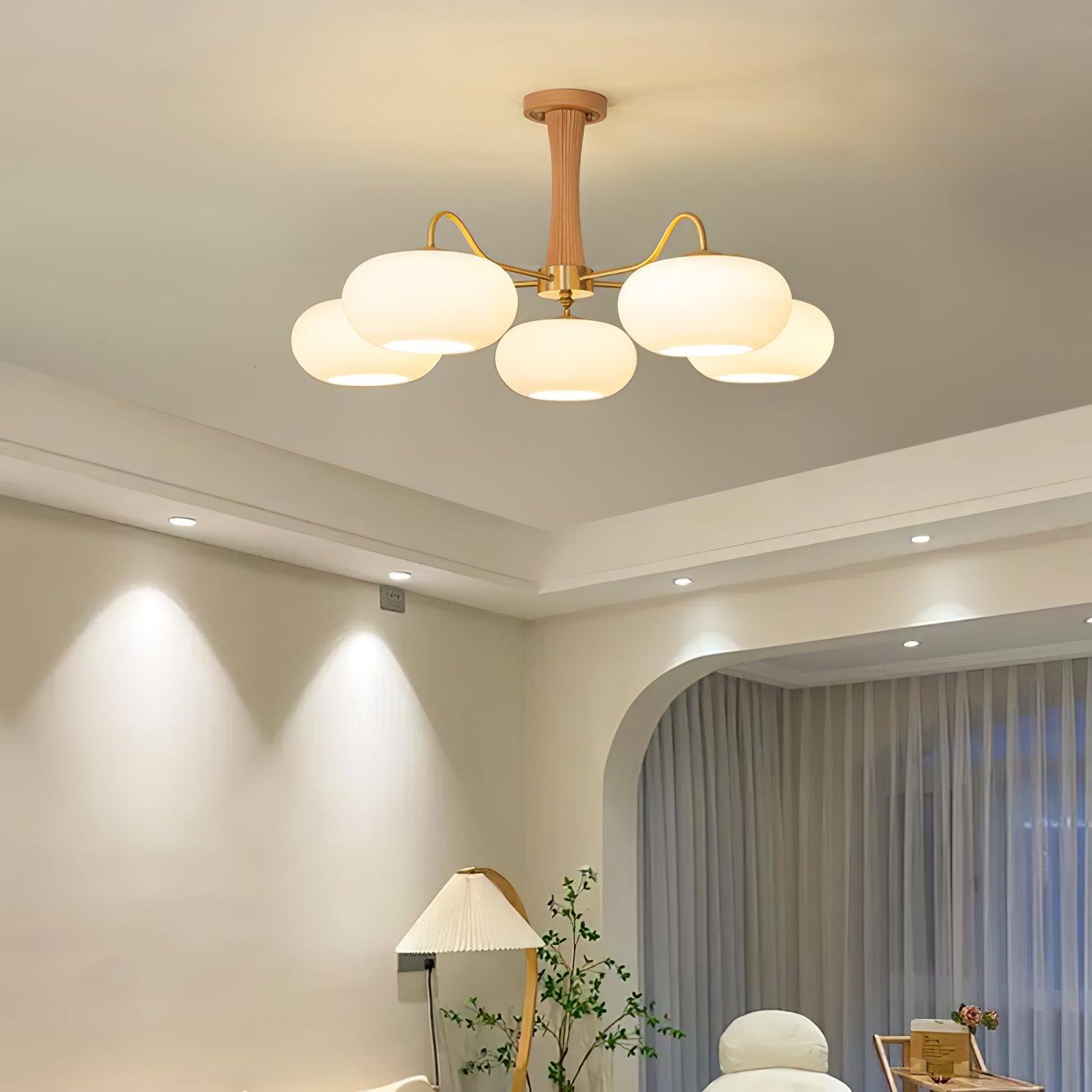 Wooden Chandelier | Elegant Brass and Glass Design for Indoor Spaces 6