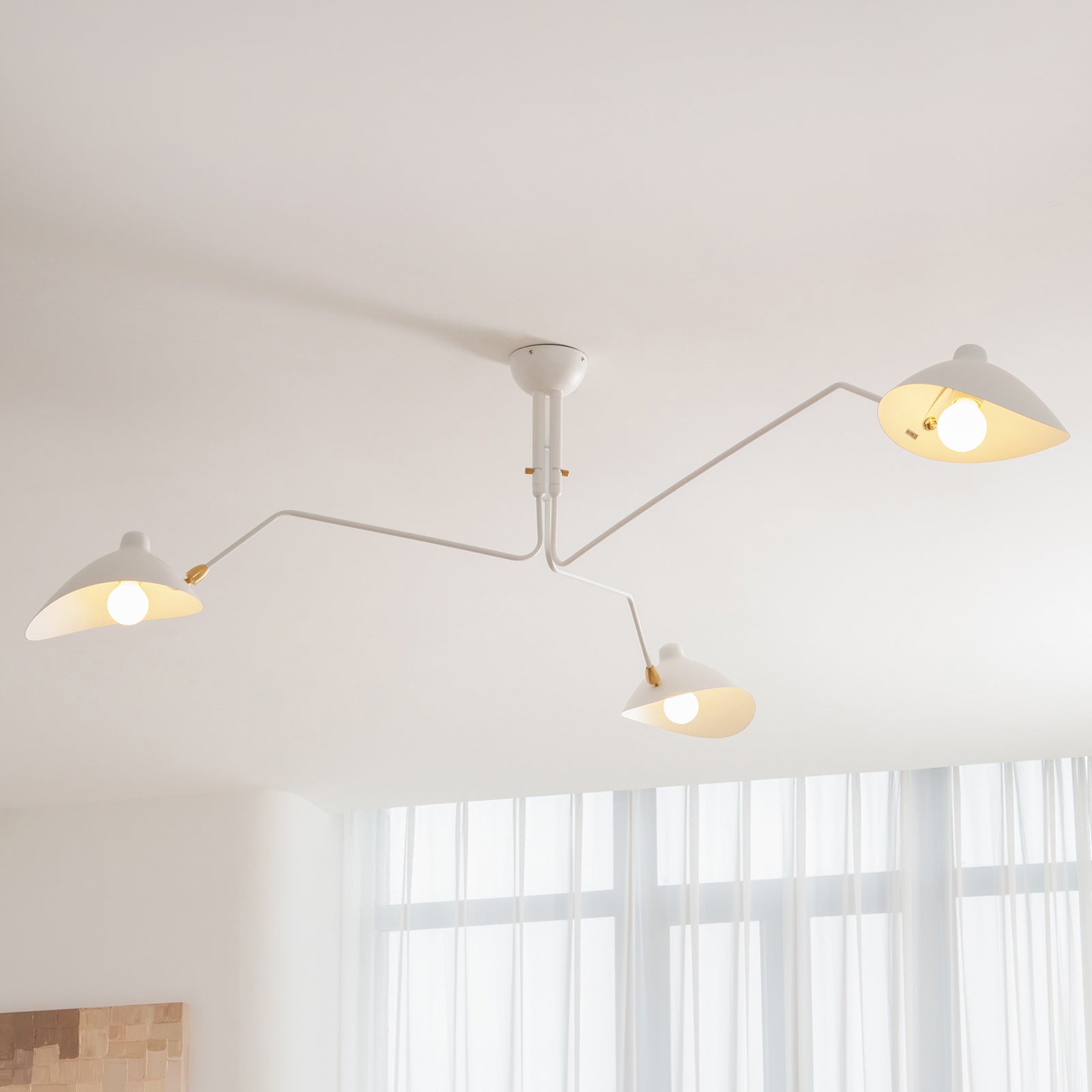 Three Arm Ceiling Lamp | Dynamic Sculptural Design for LED and Edison Bulbs 8