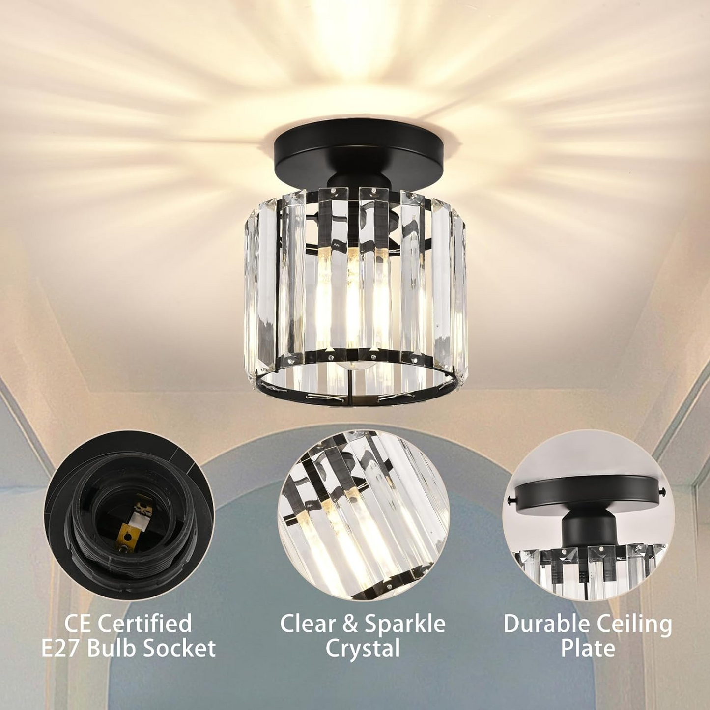 Ceiling Light Fixture | Elegant Crystal Flush Mount Design 7