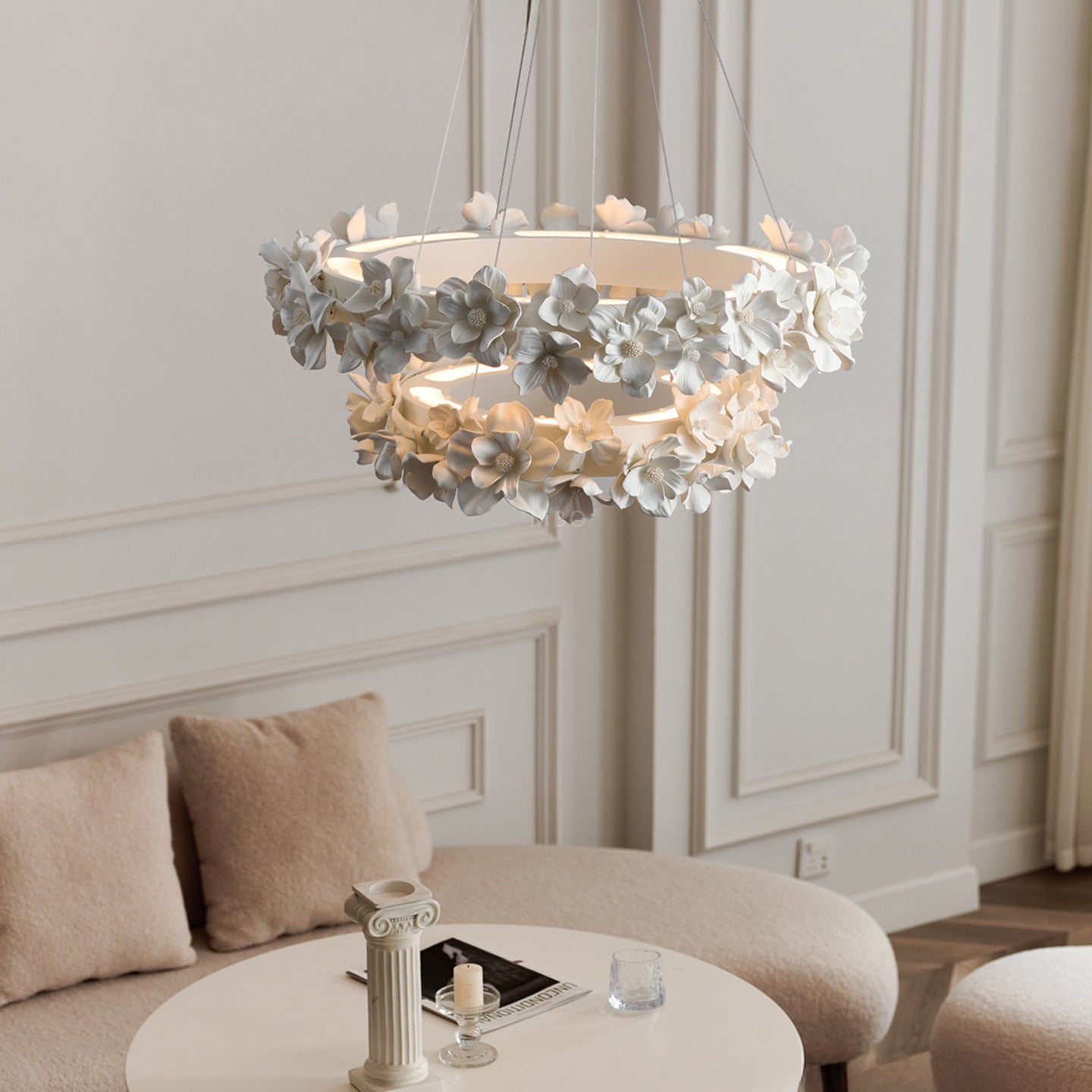 Ceramic Flower Chandelier | Modern Design with Adjustable Height for Dining Room 2