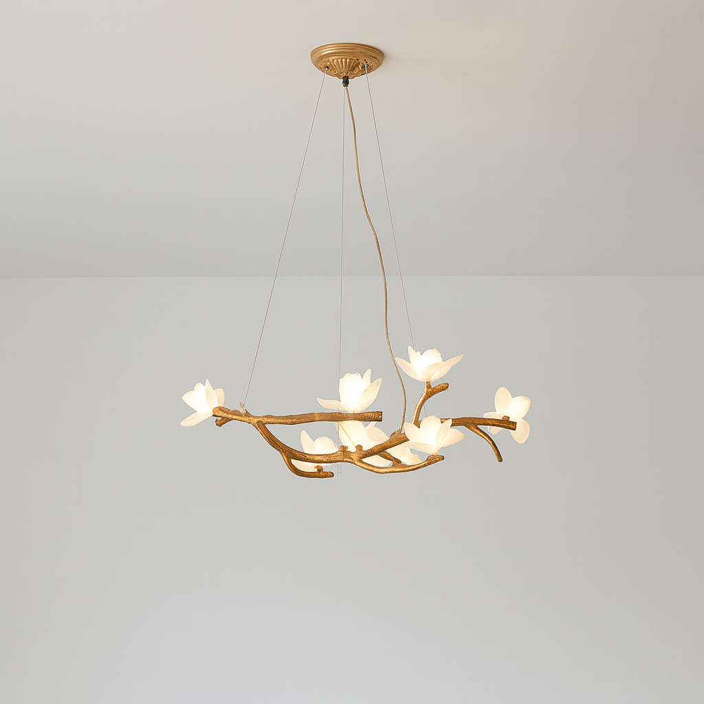 Chandelier Light | Organic Bamboo Design with Adjustable LED Brightness 0