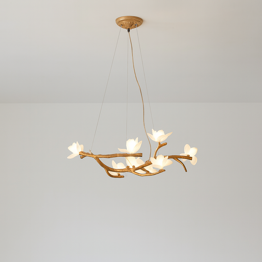 Chandelier Light | Organic Bamboo Design with Adjustable LED Brightness 0
