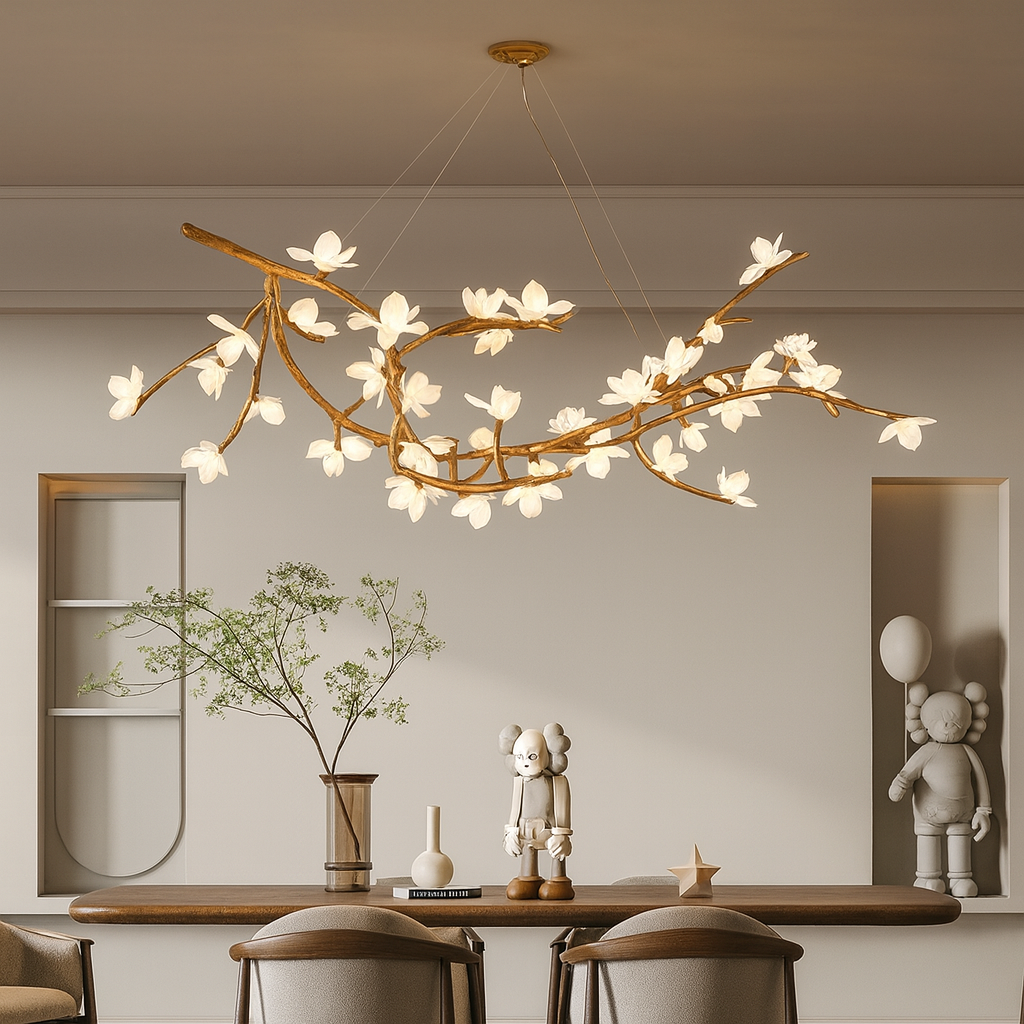 Chandelier Light | Organic Bamboo Design with Adjustable LED Brightness 1