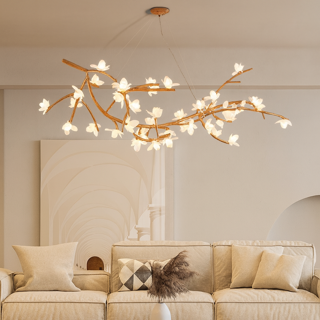 Chandelier Light | Organic Bamboo Design with Adjustable LED Brightness 2