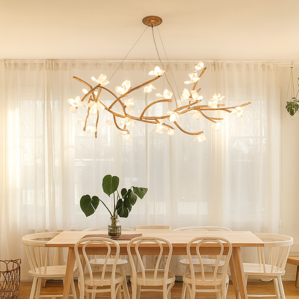 Chandelier Light | Organic Bamboo Design with Adjustable LED Brightness 3