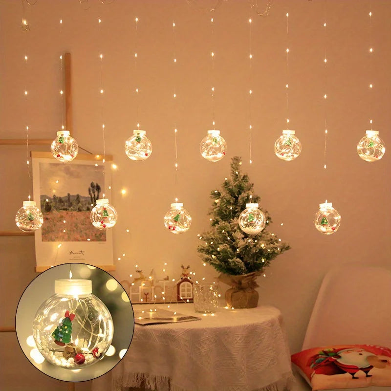 Christmas Curtain Light | Warm LED Lantern Design with USB Power 0