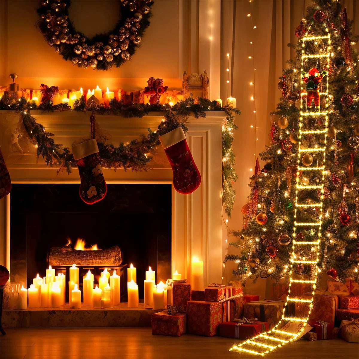 Christmas Lights | 3-Meter Climbing Santa with Warm Glow 4