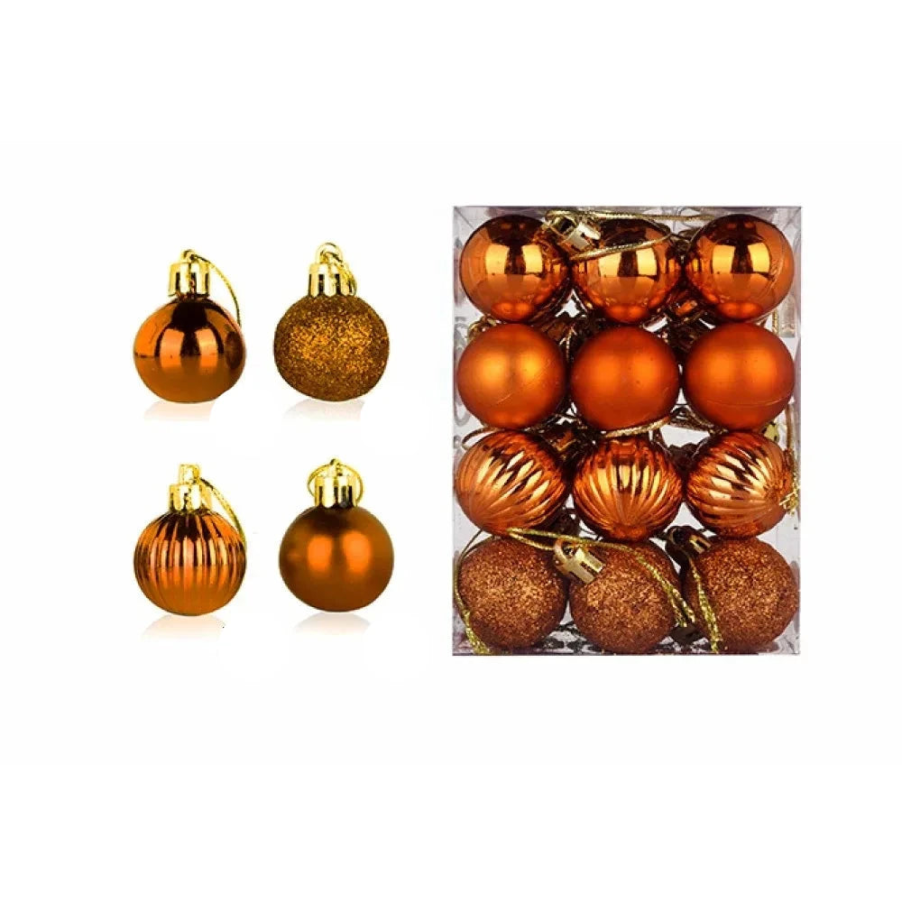 Christmas Ornaments Set | 24 Elegant Baubles in Gold, Red, and Pink 0