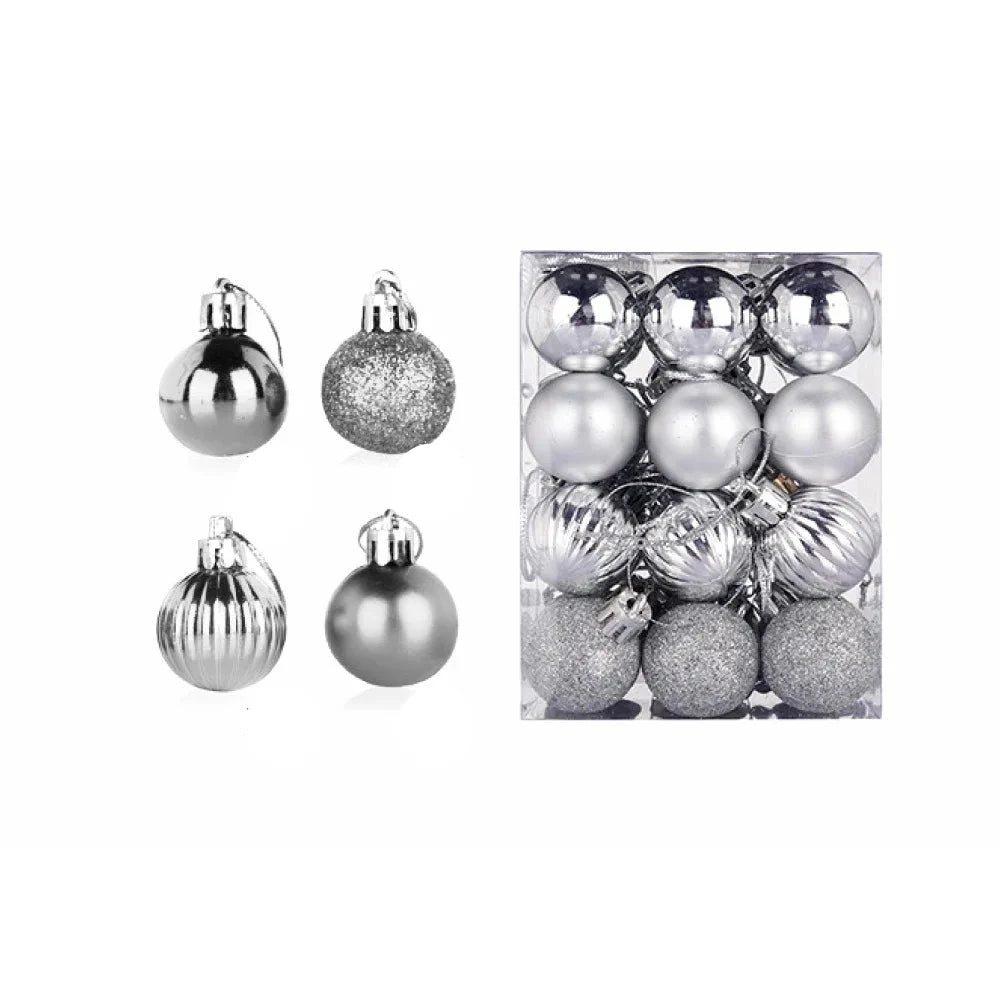 Christmas Ornaments Set | 24 Elegant Baubles in Gold, Red, and Pink 12