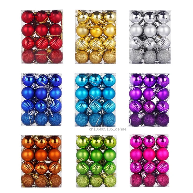 Christmas Ornaments Set | 24 Elegant Baubles in Gold, Red, and Pink 2