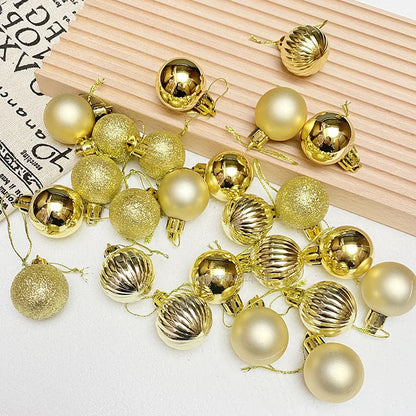 Christmas Ornaments Set | 24 Elegant Baubles in Gold, Red, and Pink 3