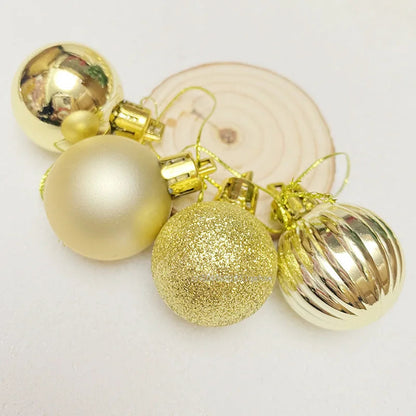 Christmas Ornaments Set | 24 Elegant Baubles in Gold, Red, and Pink 4