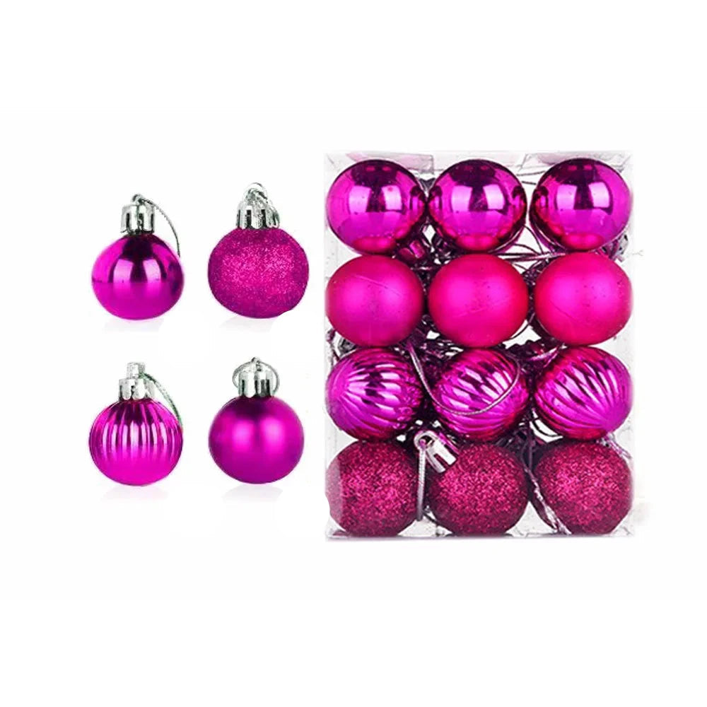 Christmas Ornaments Set | 24 Elegant Baubles in Gold, Red, and Pink 6