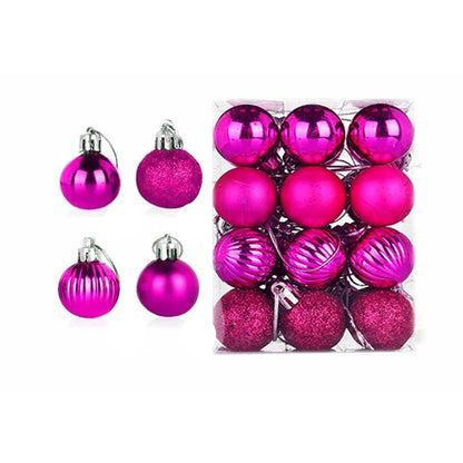 Christmas Ornaments Set | 24 Elegant Baubles in Gold, Red, and Pink 6