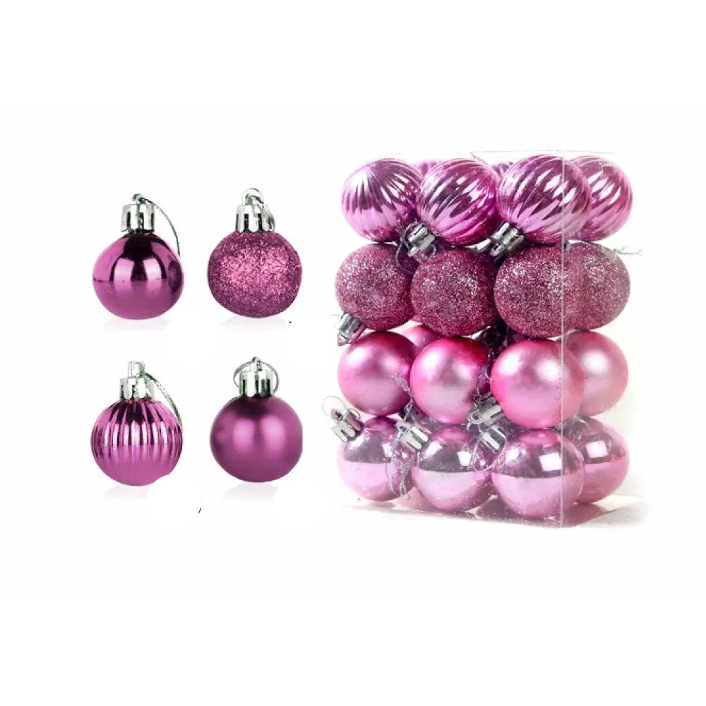 Christmas Ornaments Set | 24 Elegant Baubles in Gold, Red, and Pink 8