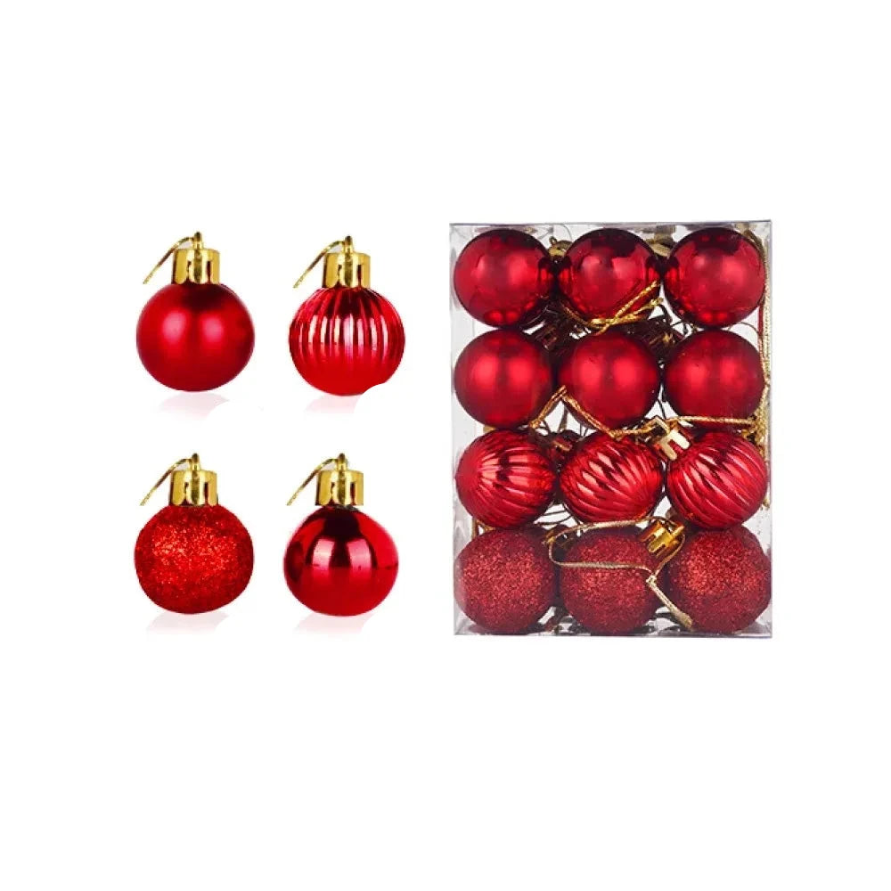 Christmas Ornaments Set | 24 Elegant Baubles in Gold, Red, and Pink 9