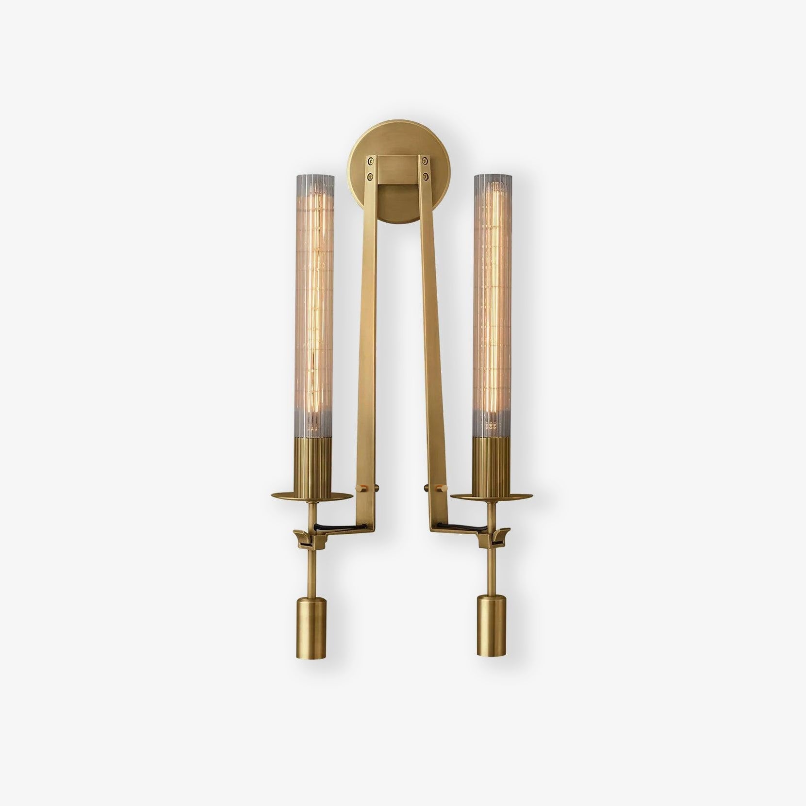 Classic Brass Wall Sconce | Elegant Ribbed Glass Shade for Warm Ambiance 2