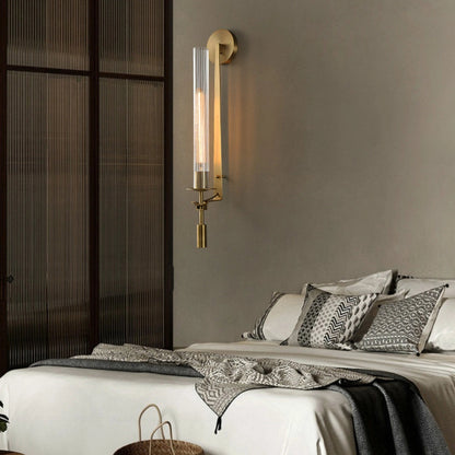Classic Brass Wall Sconce | Elegant Ribbed Glass Shade for Warm Ambiance 4