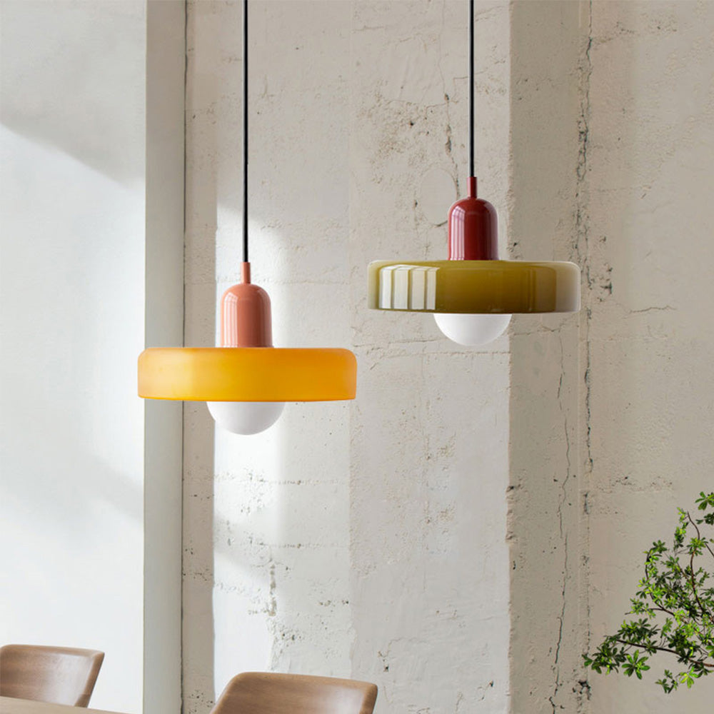 Colored Glass Pendant Lamp | Adjustable Height for Kitchen Island Lighting 1