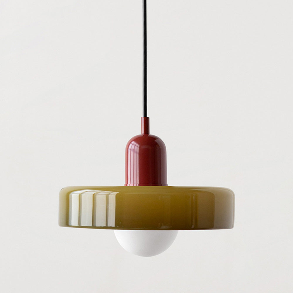 Colored Glass Pendant Lamp | Adjustable Height for Kitchen Island Lighting 16