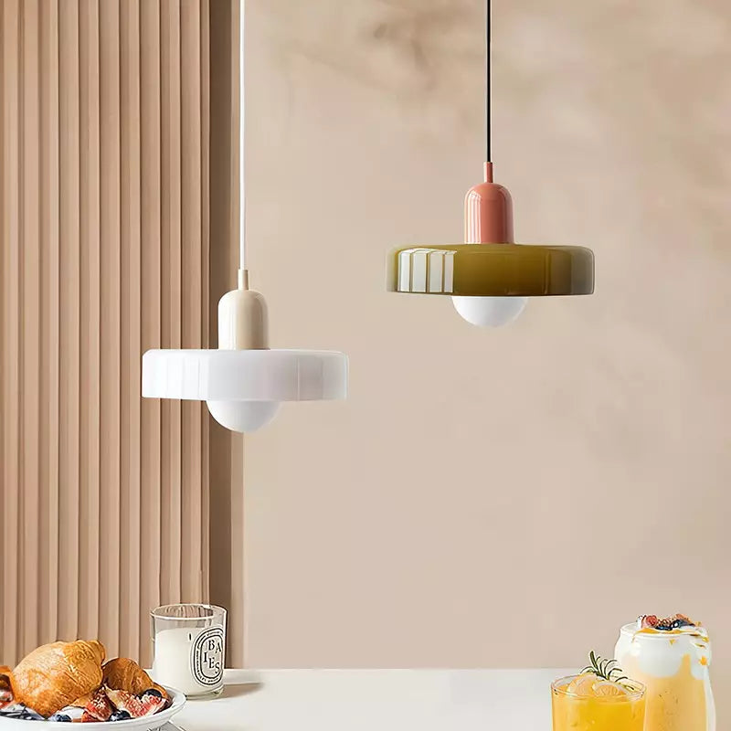 Colored Glass Pendant Lamp | Adjustable Height for Kitchen Island Lighting 2
