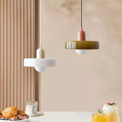 Colored Glass Pendant Lamp | Adjustable Height for Kitchen Island Lighting 2