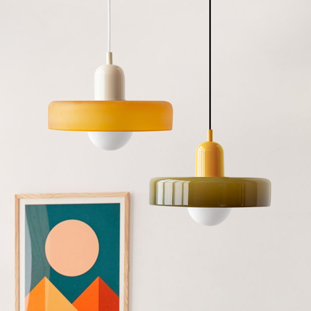 Colored Glass Pendant Lamp | Adjustable Height for Kitchen Island Lighting 6