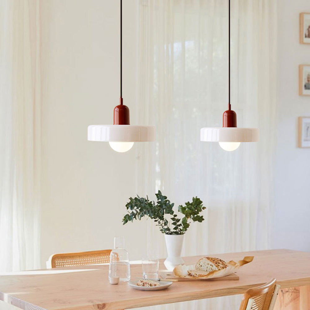 Colored Glass Pendant Lamp | Adjustable Height for Kitchen Island Lighting 8