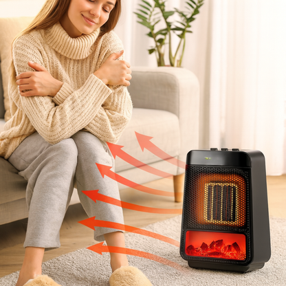 Compact Electric Space Heater | Portable Energy-Efficient Design with Adjustable Thermostat 0