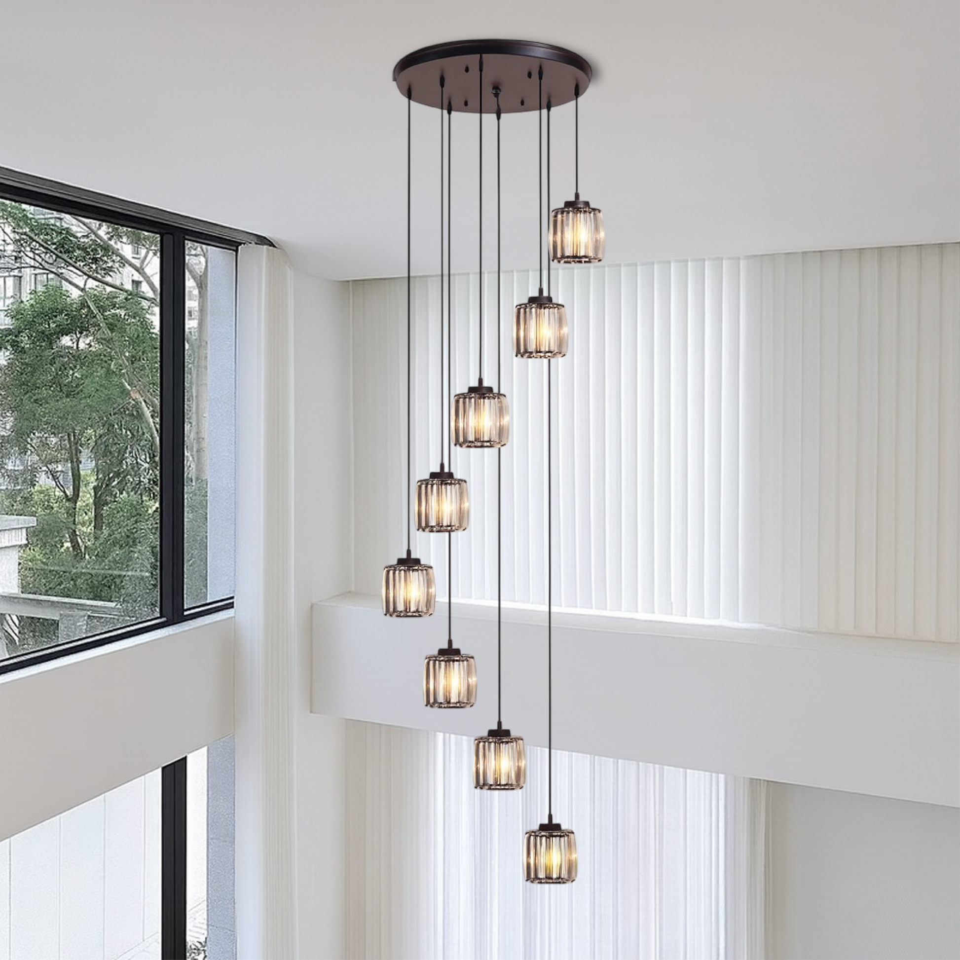 Crystal Stair Chandelier | Elegant Fluted Design for Modern Interiors 1