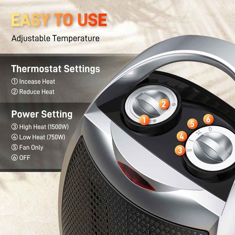 Electric Space Heater | Fast Heating Portable Room Heater with Adjustable Thermostat 1