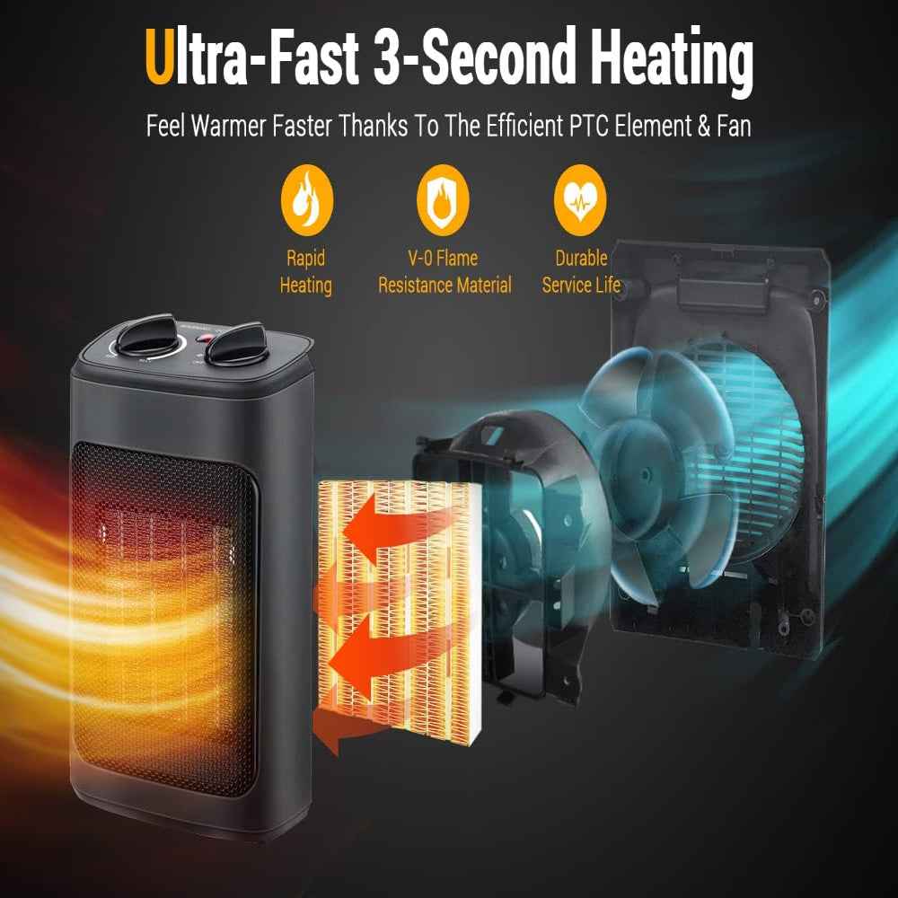 Electric Space Heater | Portable Energy Efficient Heating with Adjustable Thermostat 4