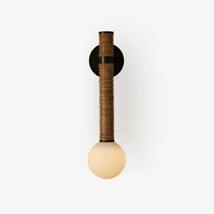 Elegant Modern Wall Sconce | Hand-Wound Leather and Opal Glass 2
