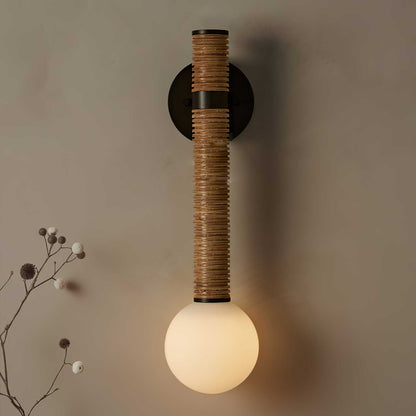 Elegant Modern Wall Sconce | Hand-Wound Leather and Opal Glass 5