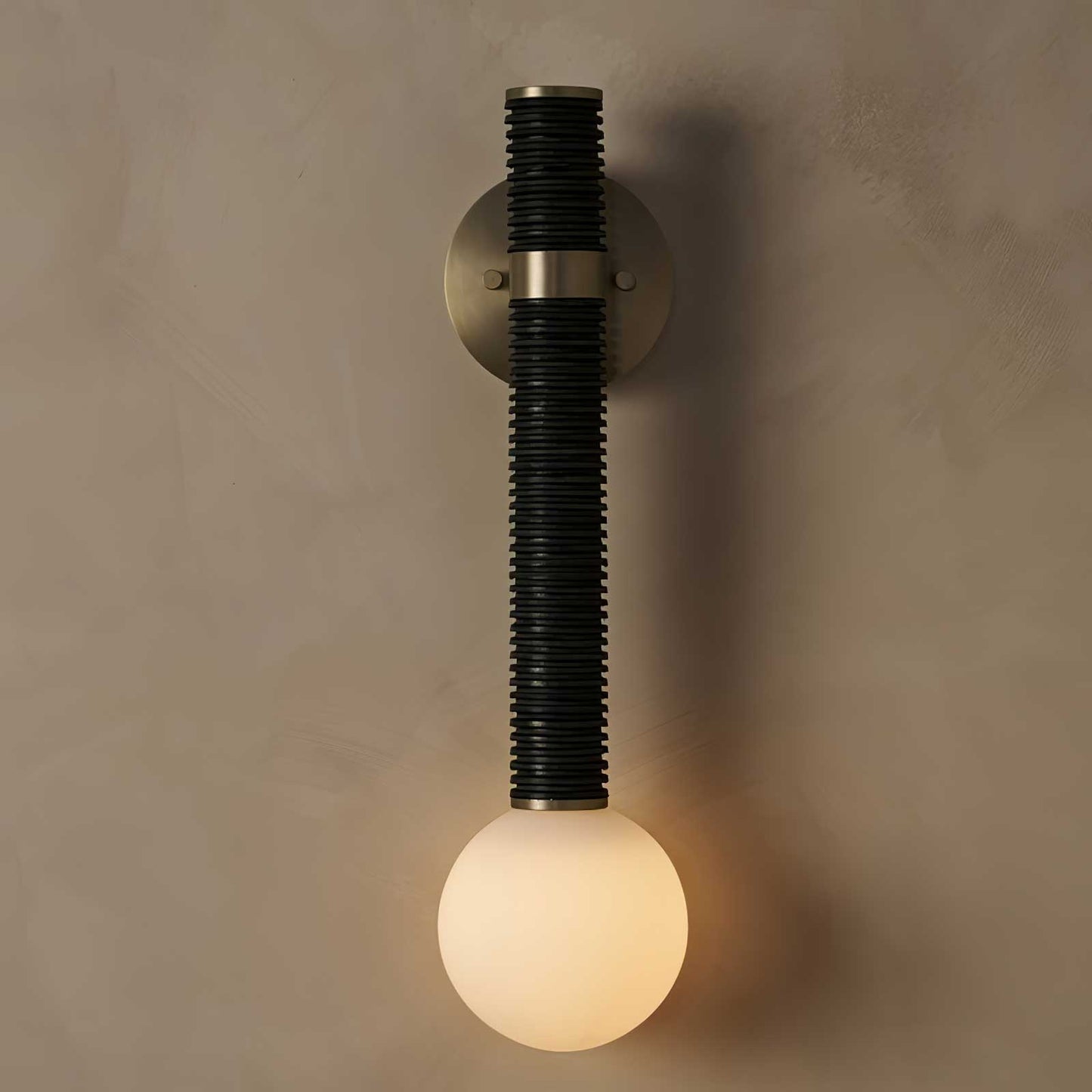 Elegant Modern Wall Sconce | Hand-Wound Leather and Opal Glass 6